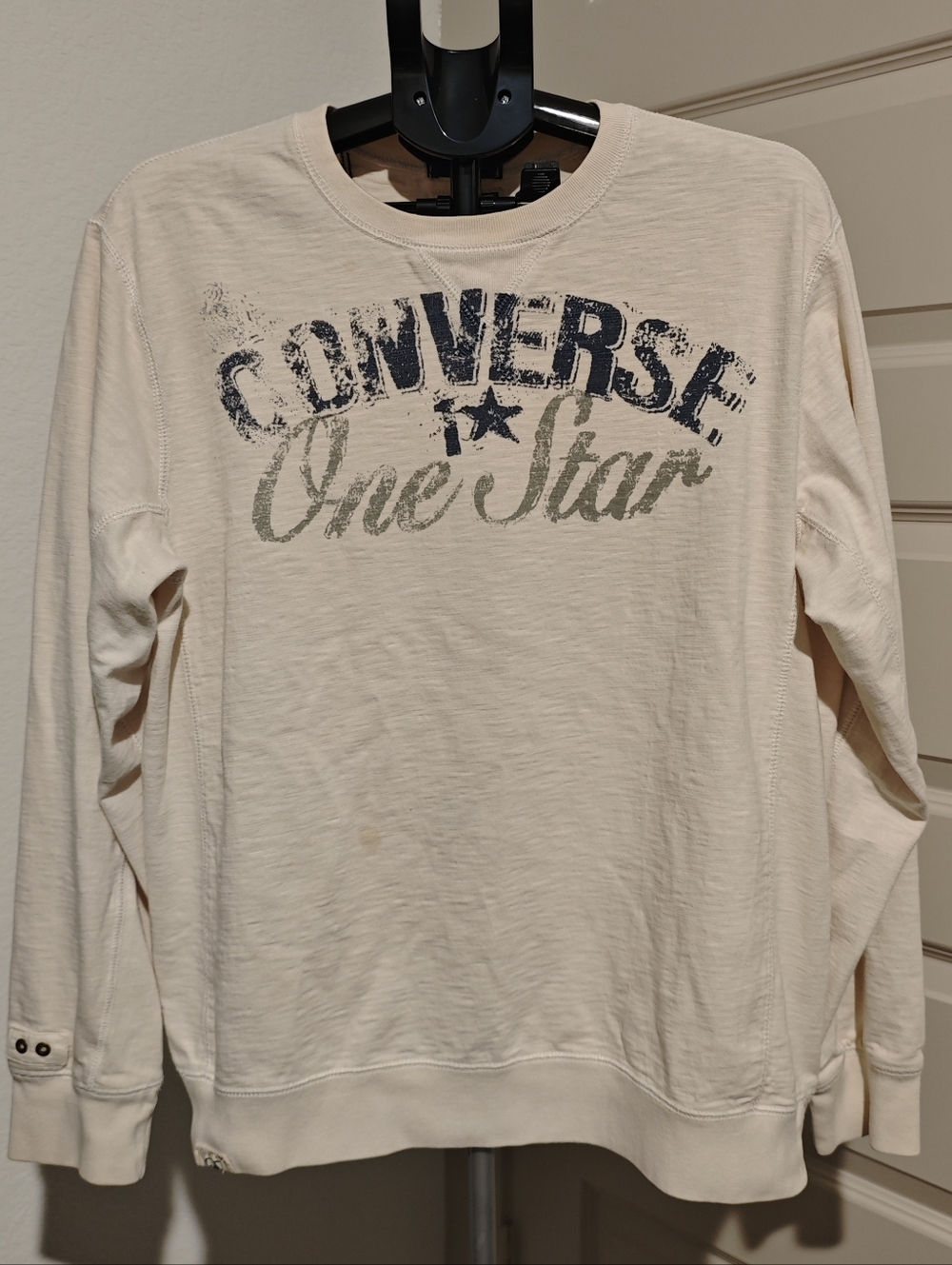 Converse One Star Crewneck Sweatshirt – Cream Color Men's Size L